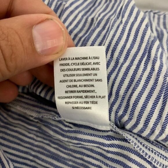 Treasure & Bond Boyfriend Striped Button-Down Shirt L Cotton Blend Blue White - Picture 6 of 7